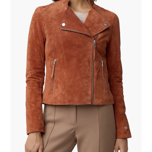 Soia & Kyo Jackets & Blazers - Suede Moto Jacket in Rust - Women